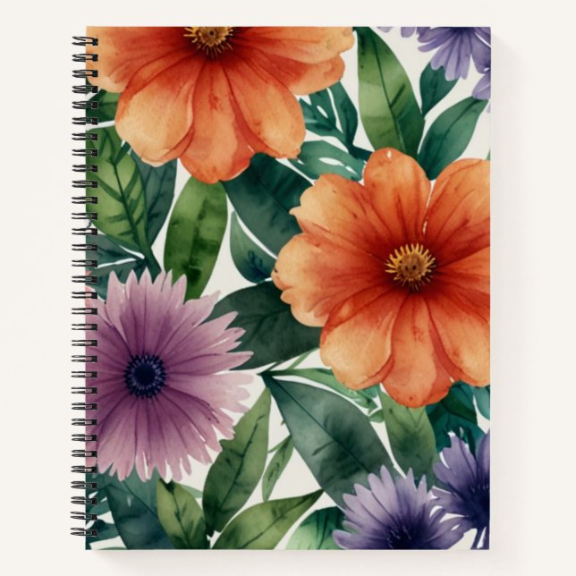 Cuaderno en espiral con tema de floración (Anverso)