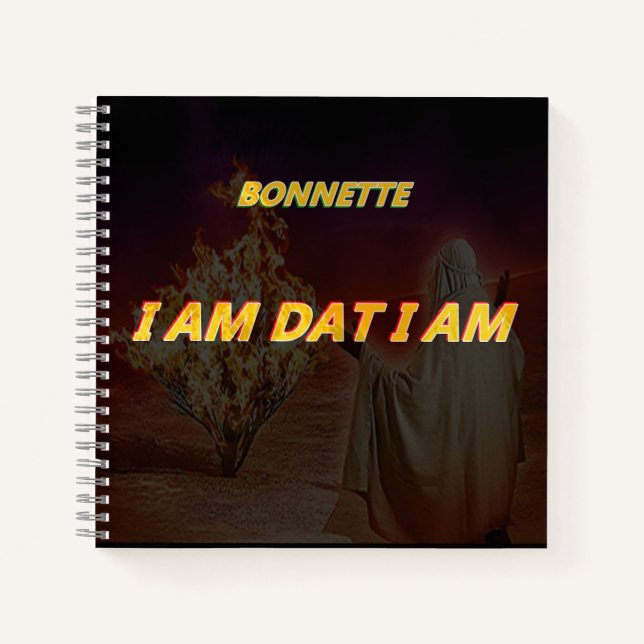 Cuaderno en espiral con título I AM Dat I Am (Anverso)