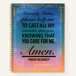 Cuaderno en espiral con una oración por la ansieda