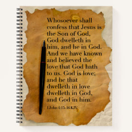 Cuaderno en espiral con versículo de la Biblia KJV
