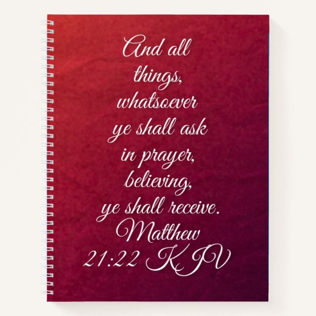 Cuaderno en espiral con versículo de la Biblia KJV (Anverso)