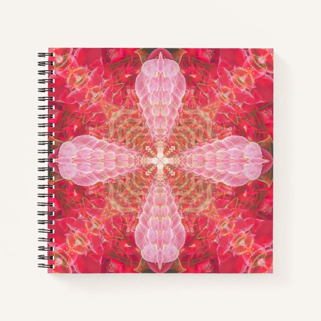 Cuaderno en espiral cuadrado de rosa fractal (Anverso)