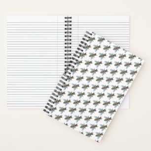Cuaderno en espiral de abeja melífera (blanco)