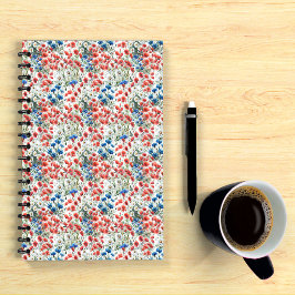 Cuaderno en espiral de acuarela de amapola de flor