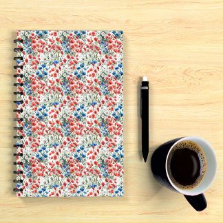 Cuaderno en espiral de acuarela de amapola de flor