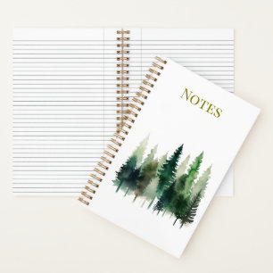 Cuaderno en espiral de acuarela de pinos