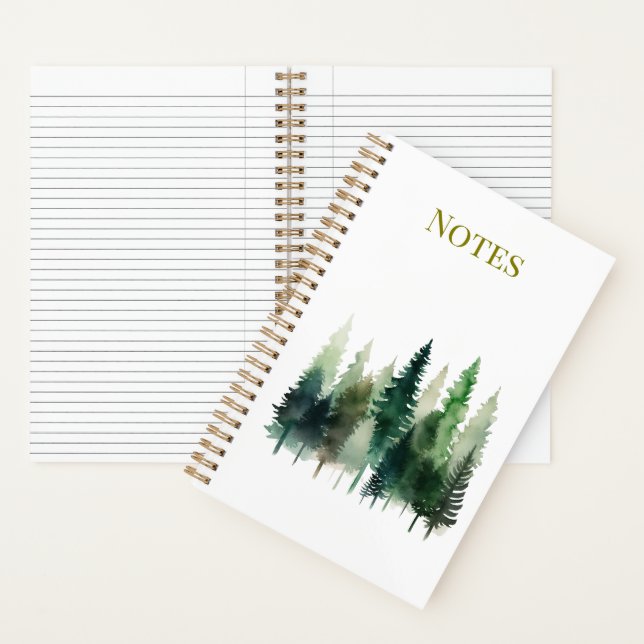 Cuaderno en espiral de acuarela de pinos  (Interior)