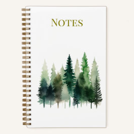 Cuaderno en espiral de acuarela de pinos