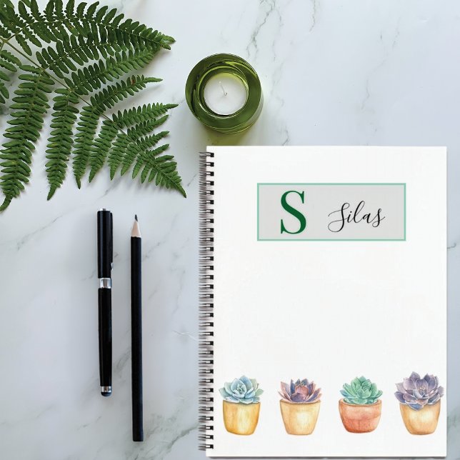 Cuaderno en espiral de acuarela de suculentas (Subido por el creador)