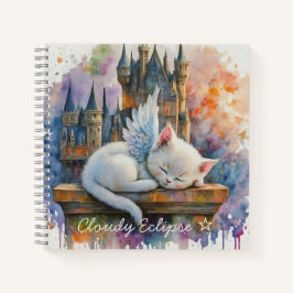 Cuaderno en espiral de acuarela Gatito Ángel Blanc