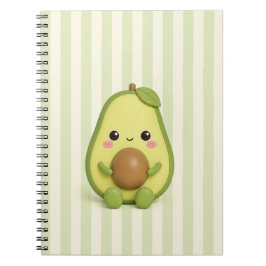 Cuaderno en espiral de aguacate Kawaii lindo