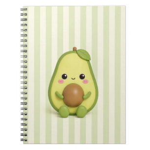 Cuaderno en espiral de aguacate Kawaii lindo