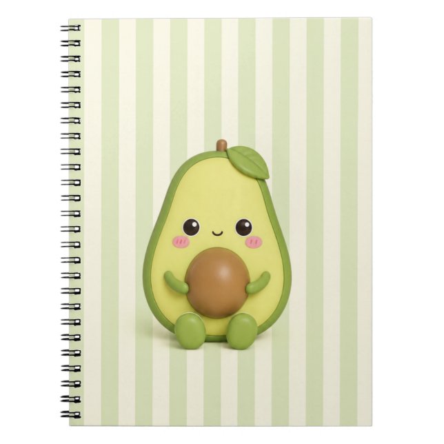 Cuaderno en espiral de aguacate Kawaii lindo (Frente)