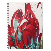 Cuaderno en espiral de amapola abstracta