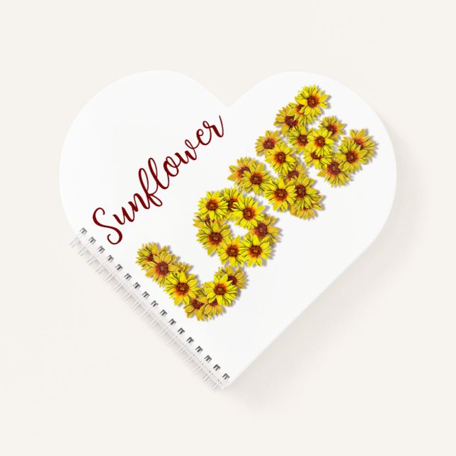 Cuaderno en espiral de amor de girasol (Anverso)