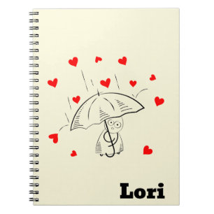 Cuaderno en espiral de amor de paraguas lindo con