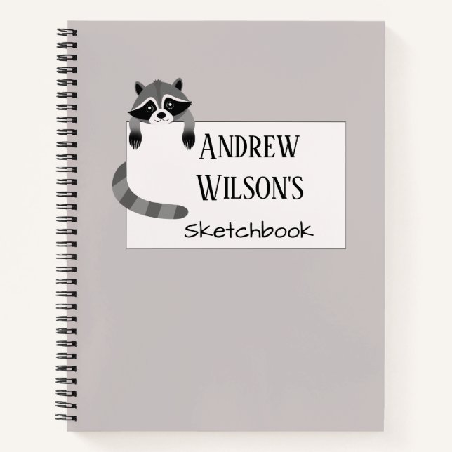 Cuaderno en espiral de animales lindos mapache Ama (Anverso)