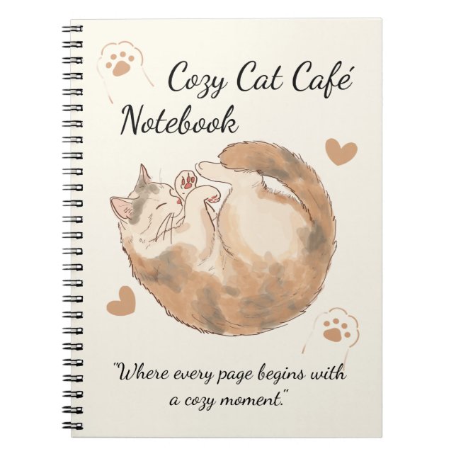 Cuaderno en espiral de anime Cozy Cat Café (Frente)