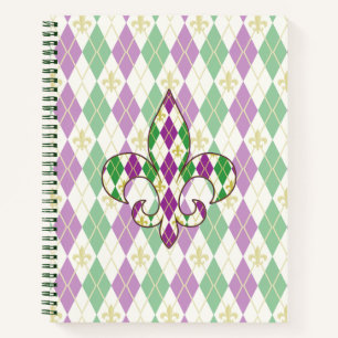 Cuaderno en espiral de Argyle de Mardi Gras