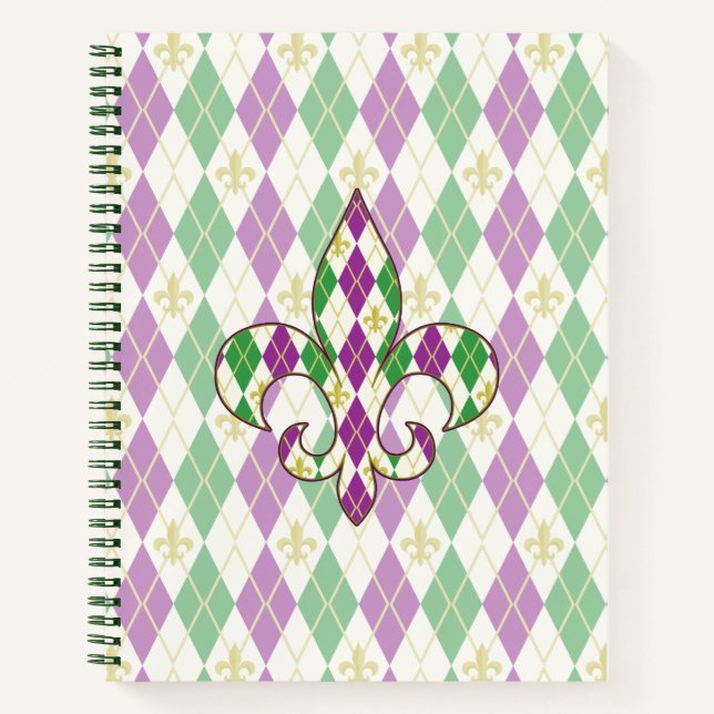 Cuaderno en espiral de Argyle de Mardi Gras (Anverso)