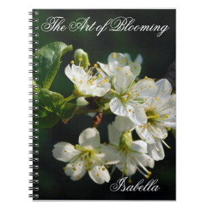 Cuaderno en espiral de arte de flor de ciruelo bla