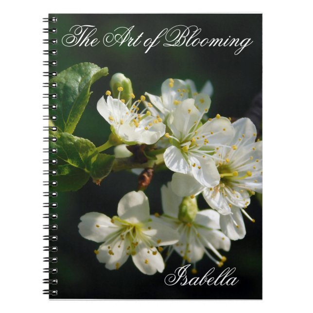 Cuaderno en espiral de arte de flor de ciruelo bla (Frente)