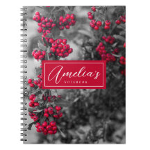 Cuaderno en espiral de bayas de pyracantha