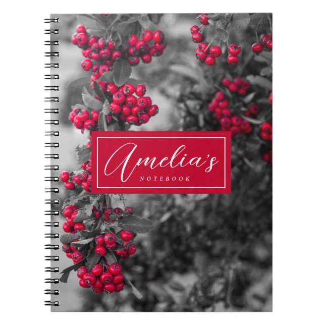 Cuaderno en espiral de bayas de pyracantha (Frente)