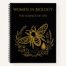 Cuaderno en espiral de Biología Abeja y ADN dorado