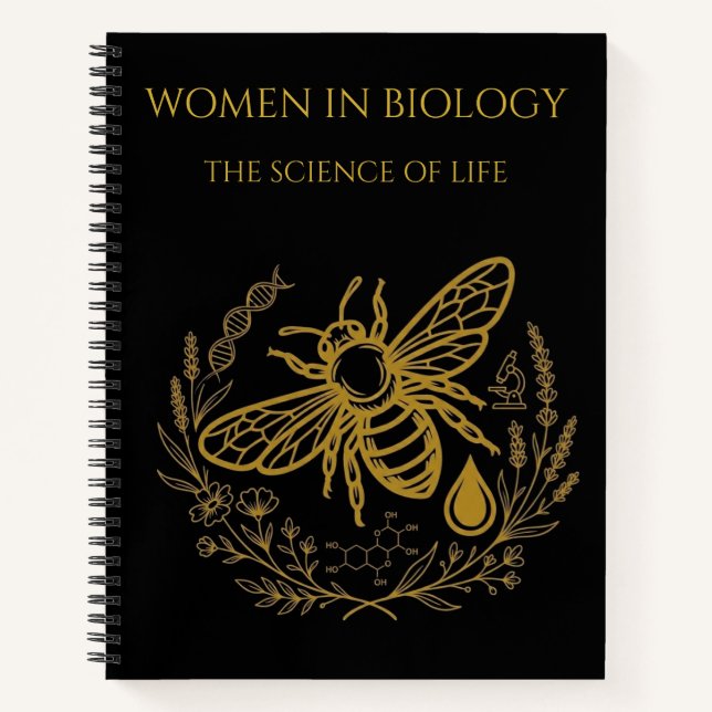 Cuaderno en espiral de Biología Abeja y ADN dorado (Anverso)