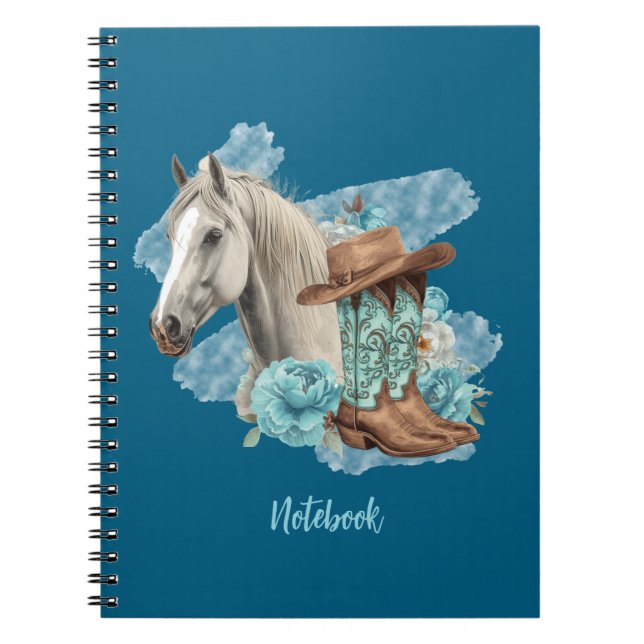 Cuaderno en espiral de caballo occidental - Azul m (Frente)