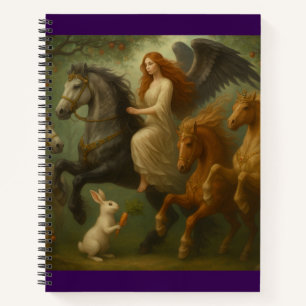 Cuaderno en espiral de caballos y ángeles de cuent