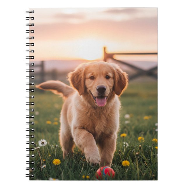 Cuaderno en espiral de cachorro feliz (Frente)