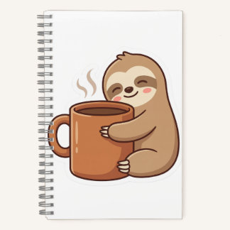 Cuaderno en espiral de café perezoso kawaii | Jo e
