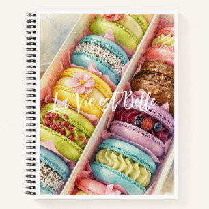 Cuaderno en espiral de caja de macarons franceses