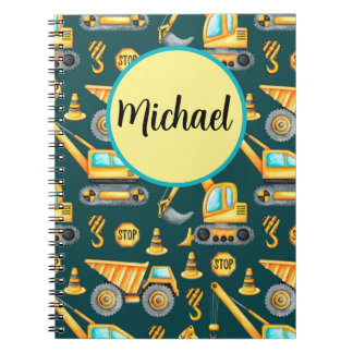Cuaderno en espiral de camiones de construcción pe