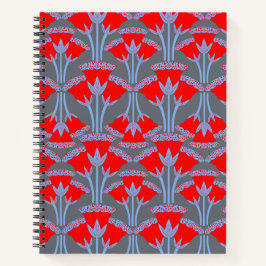 Cuaderno en espiral de campanilla roja