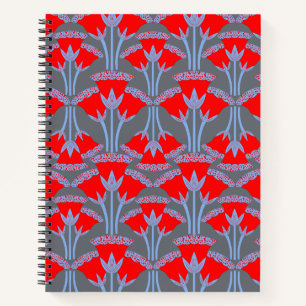 Cuaderno en espiral de campanilla roja