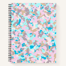 Cuaderno en espiral de camuflaje azul y rosa