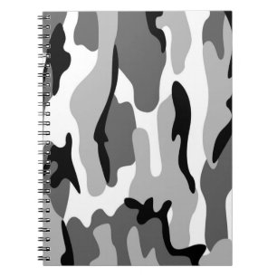 Cuaderno en espiral de camuflaje gris y negro