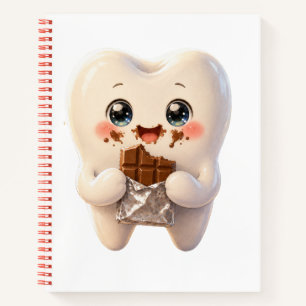 Cuaderno en espiral de chocolate comiendo dientes 
