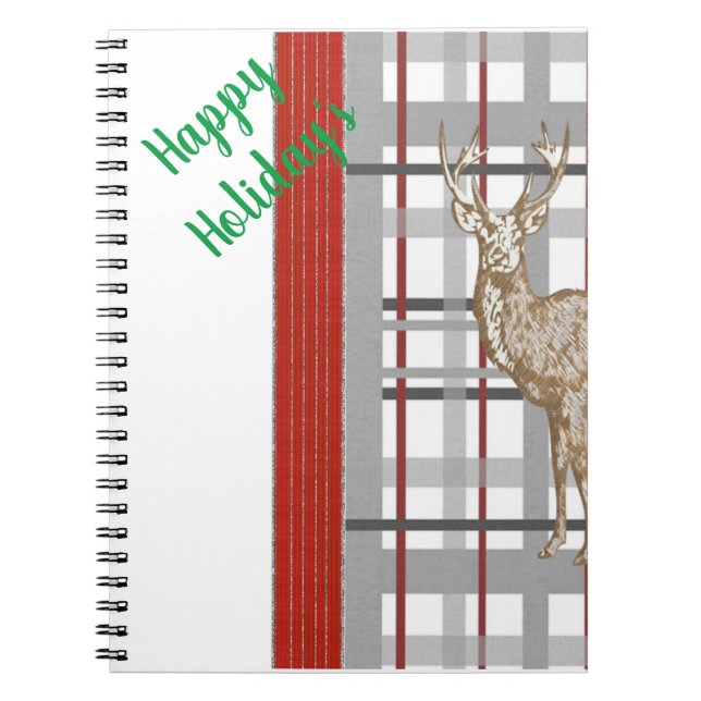 Cuaderno en espiral de ciervo de vacaciones felice (Frente)