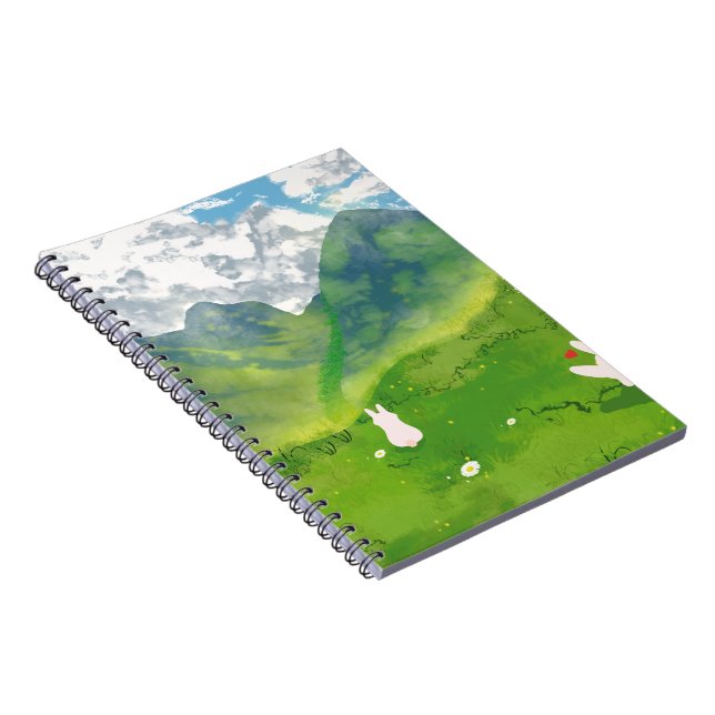 Cuaderno en espiral de conejito lindo en Mountain  (Lado Derecho)