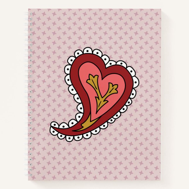 Cuaderno en espiral de corazón de cachemir (Anverso)