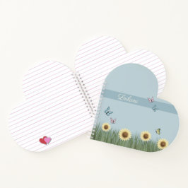 Cuaderno en espiral de corazón de mariposa girasol