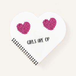 Cuaderno en espiral de corazón rosa de Chicas OP