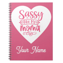 Cuaderno en espiral de corazón rosa personalizado