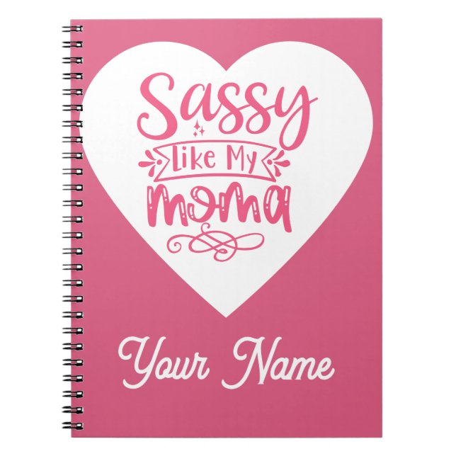 Cuaderno en espiral de corazón rosa personalizado (Frente)