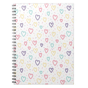 Cuaderno en espiral de corazones coloridos lindos 