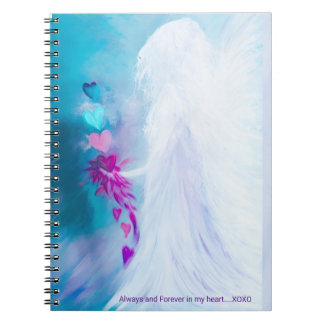 Cuaderno en espiral de corazones de ángel